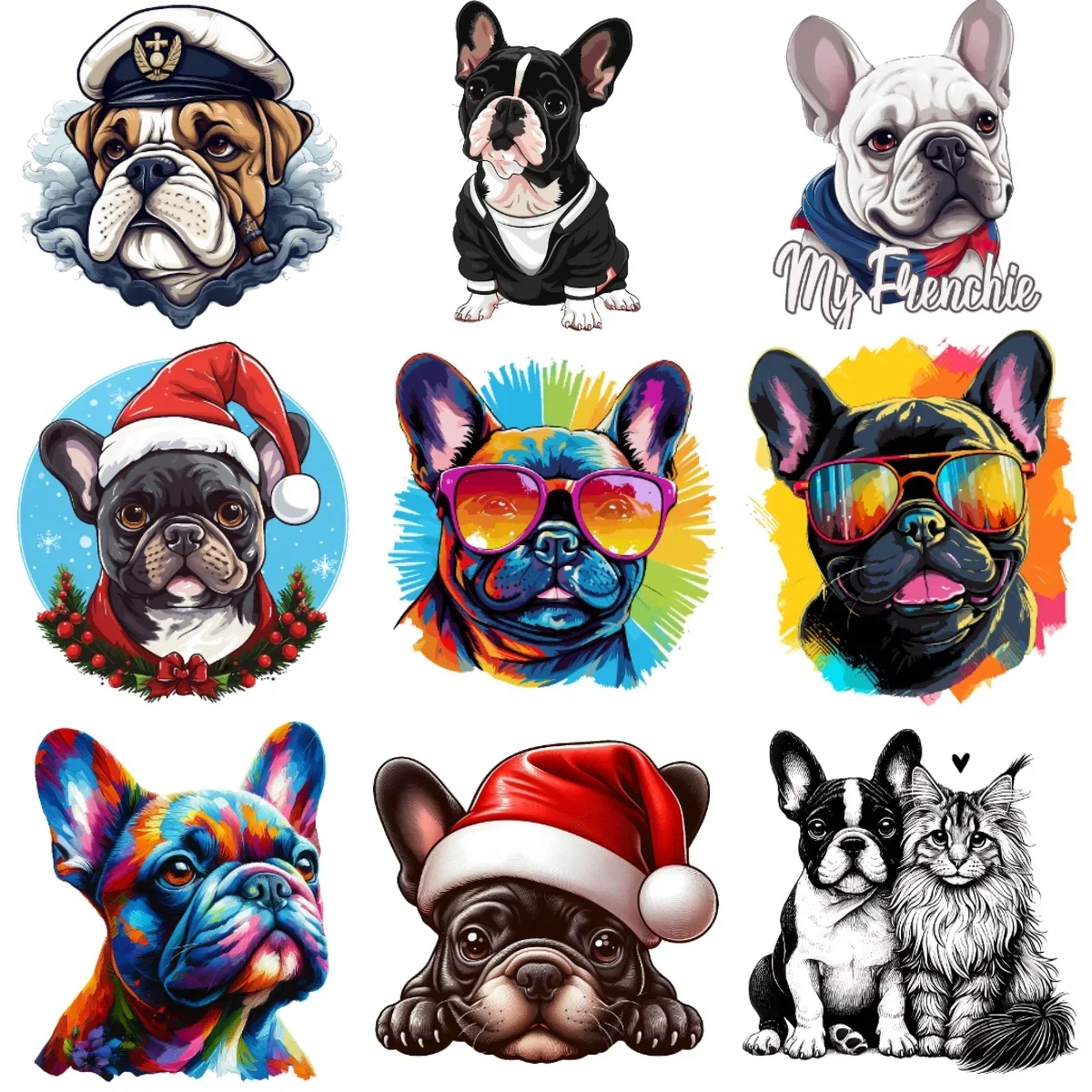 

French Bulldog Cute Pets Creative Color PVC Car Stickers for Car Van Bicycle Window Fridge Helmet Wall Decal Customizable Size