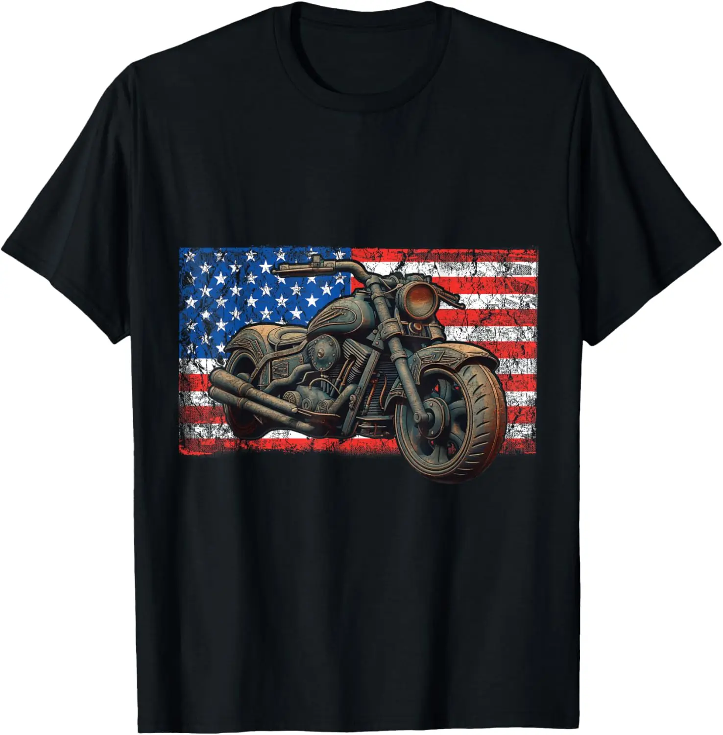 

Motorcycle USA Flag Retro Biker T-Shirt Motorcycle
