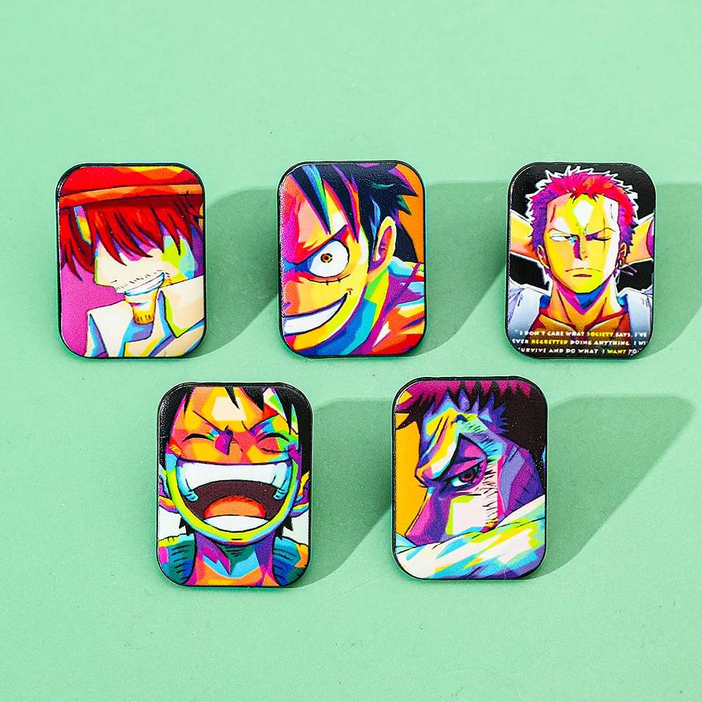 Cartoon Creative Personality One Piece Metal Badge Japanese Cartoon Anime Alloy Printed Brooch Accessories Y2k Fashion Toy Anime