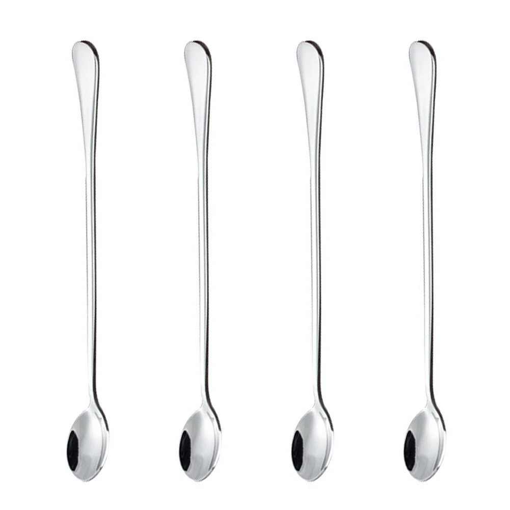 4pcs 9-Inch Long Handle Iced Tea Spoon Coffee Spoon Ice Cream Spoon Stainless Steel Cocktail Stirring Spoons