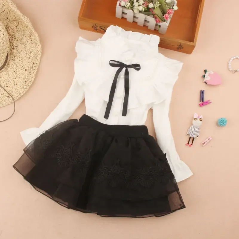 New Spring Fall 2019 Cotton Blouse for Big Girls Solid Color Clothes Children Long Sleeve School Girl Shirt Kids Tops 2-16 Y