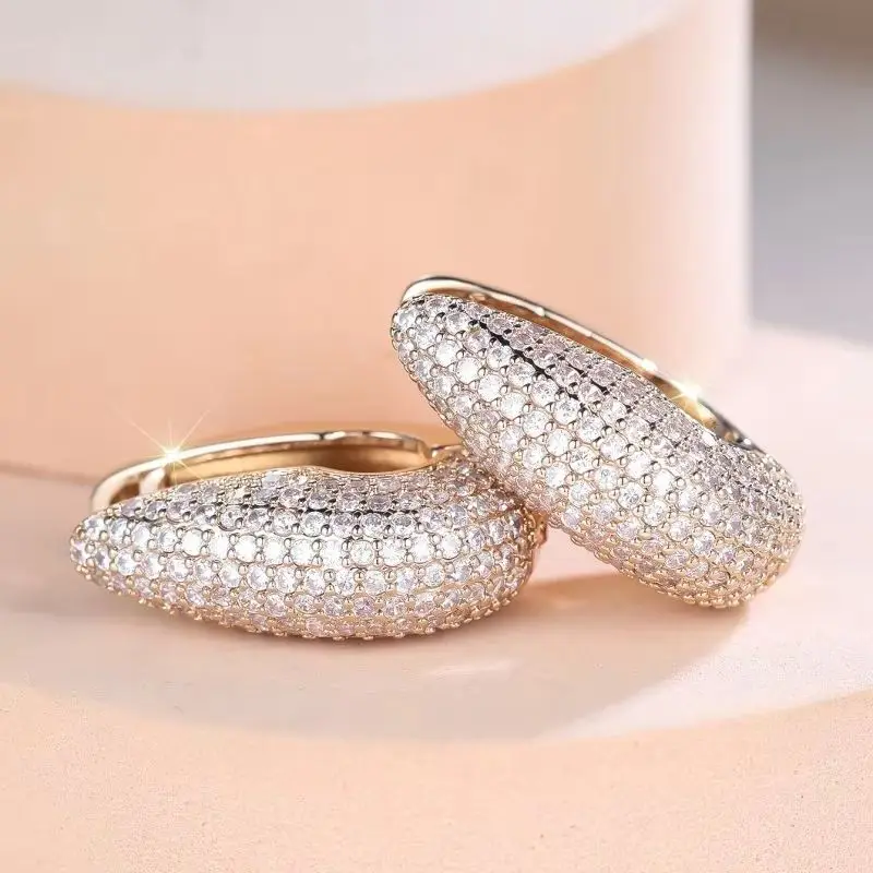 Brazalete de oreja de circonita con diamantes en forma de U para mujer, estilo europeo americano, accesorio de moda elegante de lujo brillante para vestidos