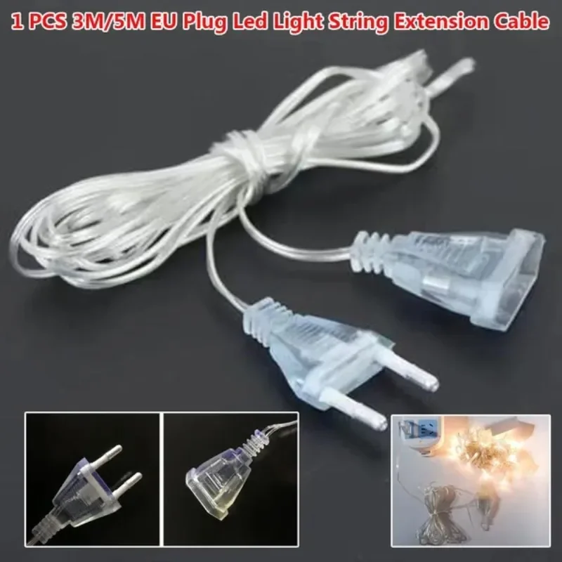 

1 шт. 3 м/5 м удлинительный кабель питания с вилкой европейского стандарта, прозрачный удлинитель светодиодной ленты для вечеринок, рабочий свет, светодиодный светильник Luces