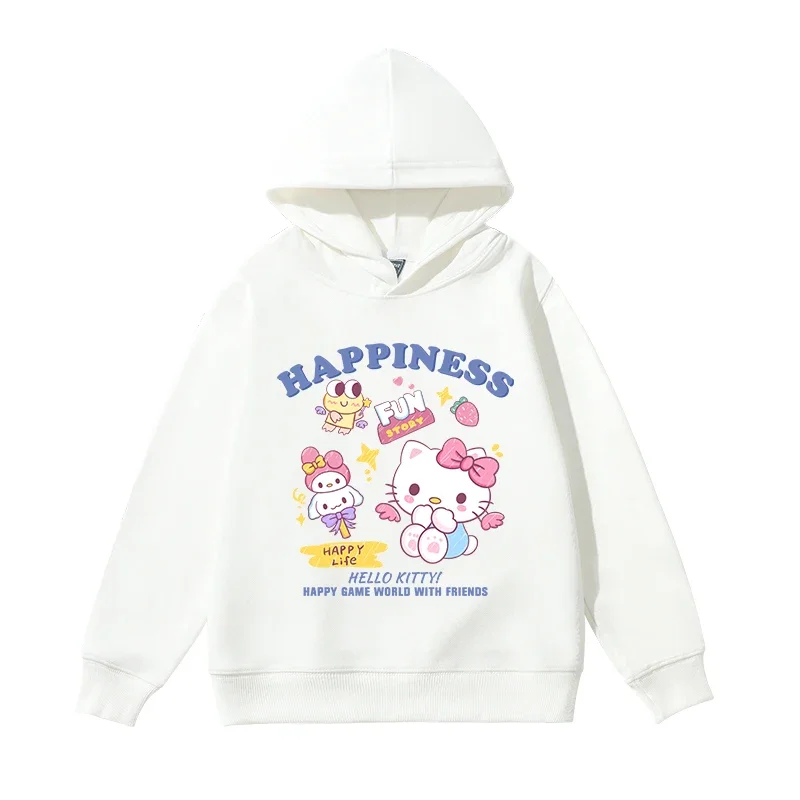 

New Fashionable Hello Kitty Children's Clothing for Girls and Boys, Casual and Sporty Hoodies, Outdoor Comfortable Sweatshirts