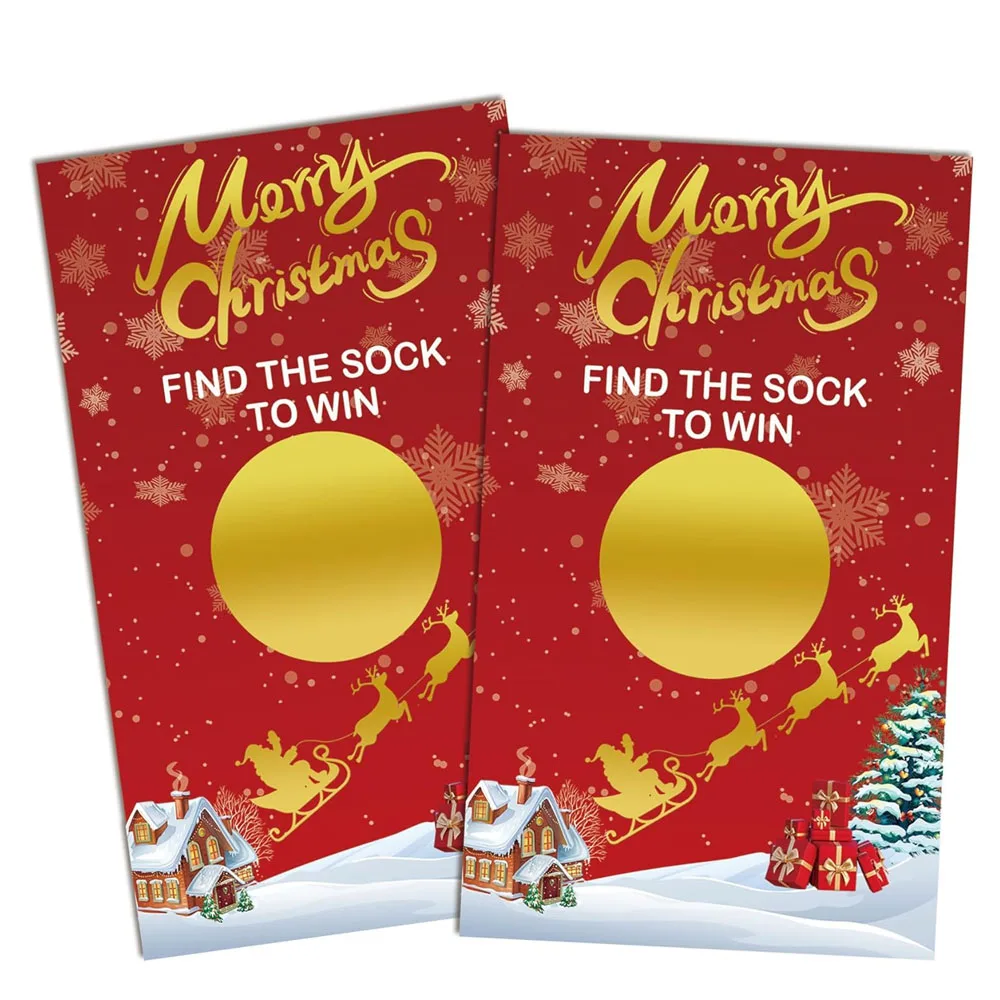 Christmas Scratch Off Cards 30Pcs Christmas Stocking Scratch Off Cards Vouchers Festive Raffle Bill Christmas Party Games Cards