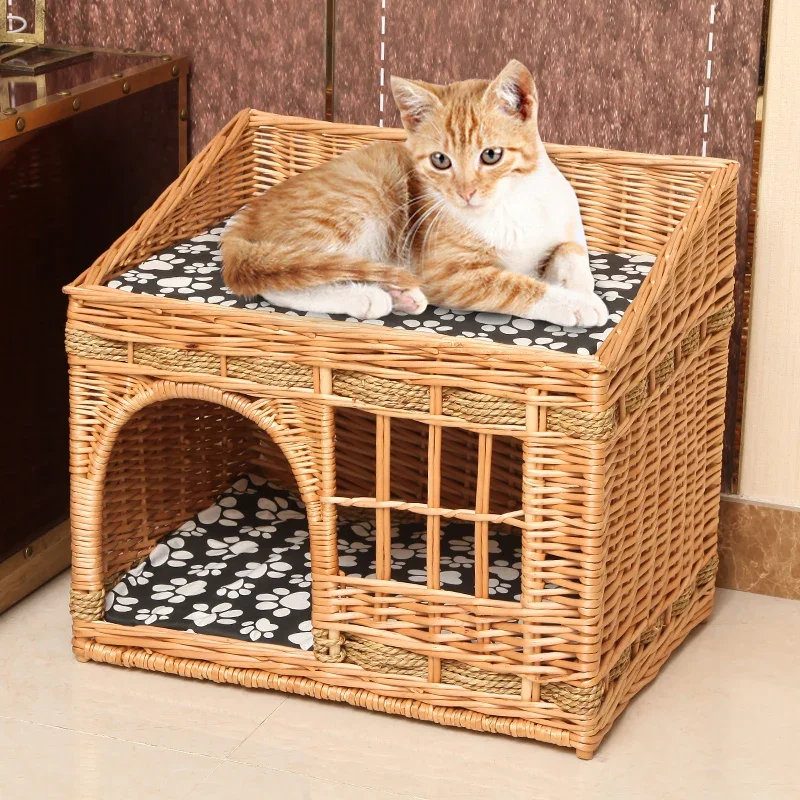 

Cat Nest Summer Vine Weaving Cat Nest Four Seasons Universal Closed Cat Nest Villa Removable and Washable Villa