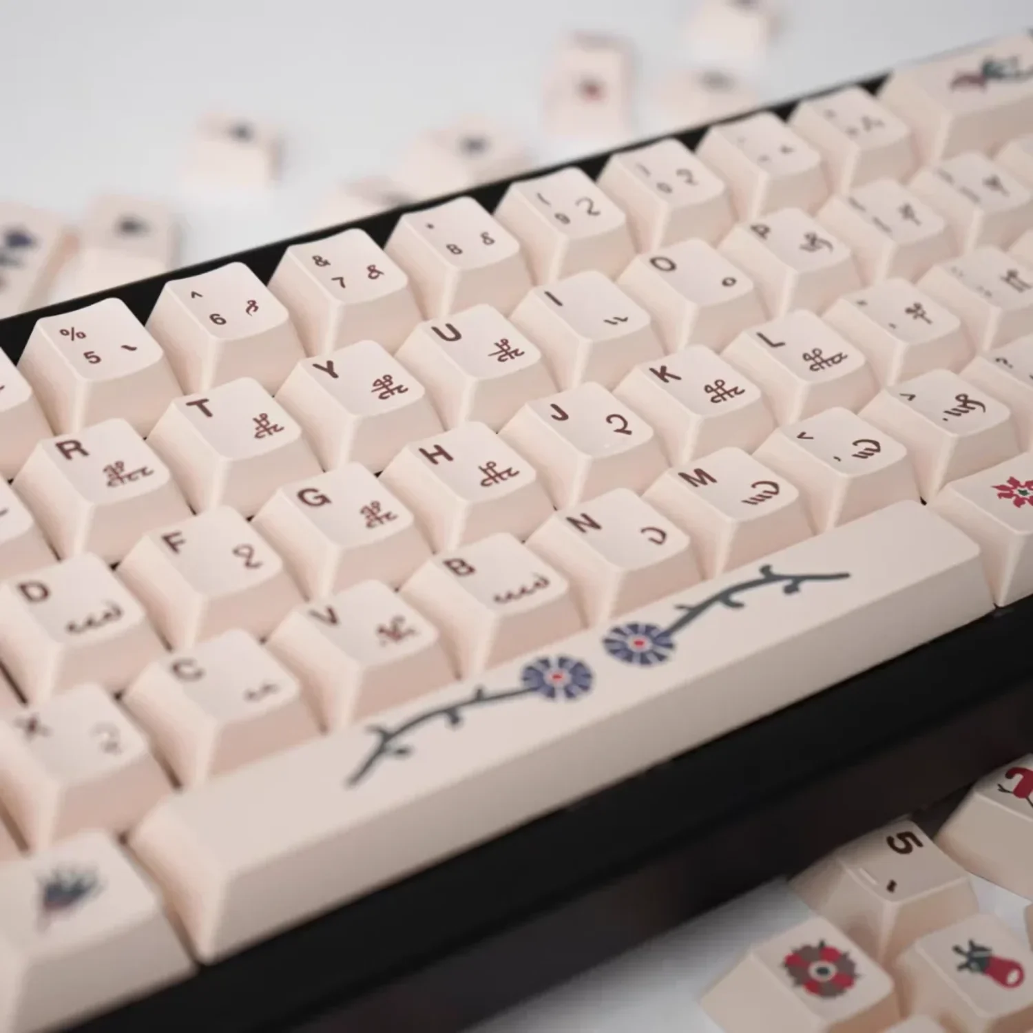 

Vintage Voynich Cherry Keycaps, PBT 135 Keys, Thermosublimation Dyed Keycaps for MX Mechanical Keyboards