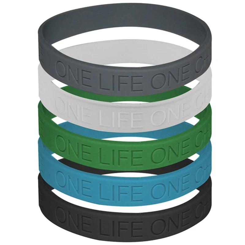 1pc Trendy Minimalist Silicone Bracelet One Life One Chance Never Give Up Sports Rubber Bracelet Wristband for Men Women Jewelry