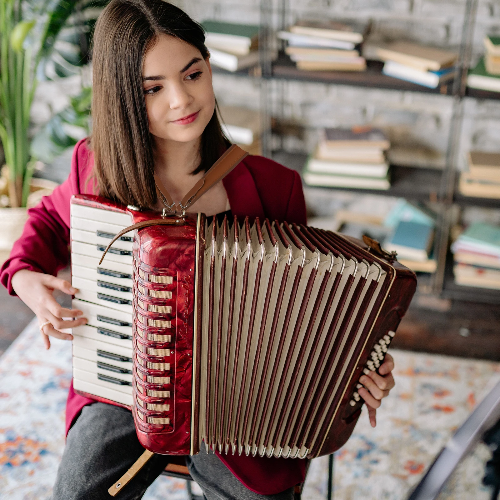 

2pcs Adjustable Pu Accordion Strap Comfortable Durable Moisture-Absorbing Universal Bass Instrument Belt Coffee Color Accordion