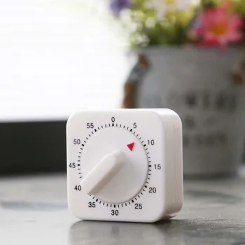 주방 사각 기계식 요리 타이머, 게임 알람 카운트 다운 타이머 도구, 와인드업 디자인, 배터리 절약, 60 분 
