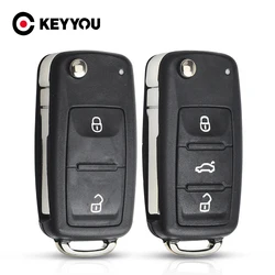 KEYYOU Replacement Folding Car Key Shell Case Fob For VW Volkswagen Golf Mk6 Tiguan Polo Passat CC SEAT Skoda Octavia 2 3 Button
