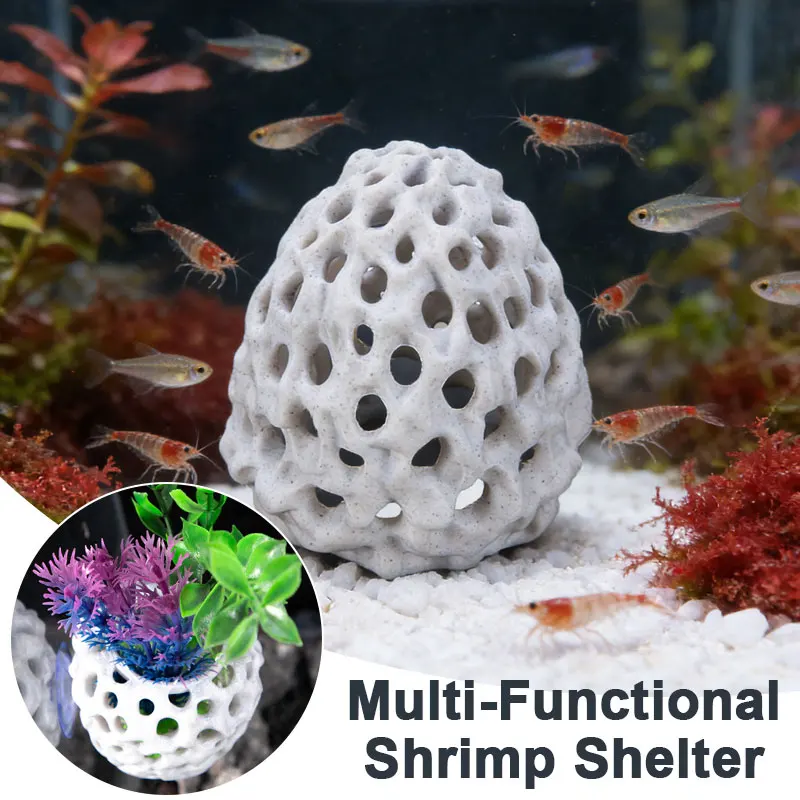 

3D Aquarium Shrimp Fish Tank Hide Cave For Small Fish Porous Stable Aquarium Simulated Porous Coral Stone Shrimp Shelter