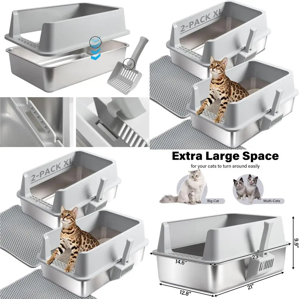 

Закрытый лоток для кошачьего туалета из нержавеющей стали, легко чистится, не прилипает, без запаха