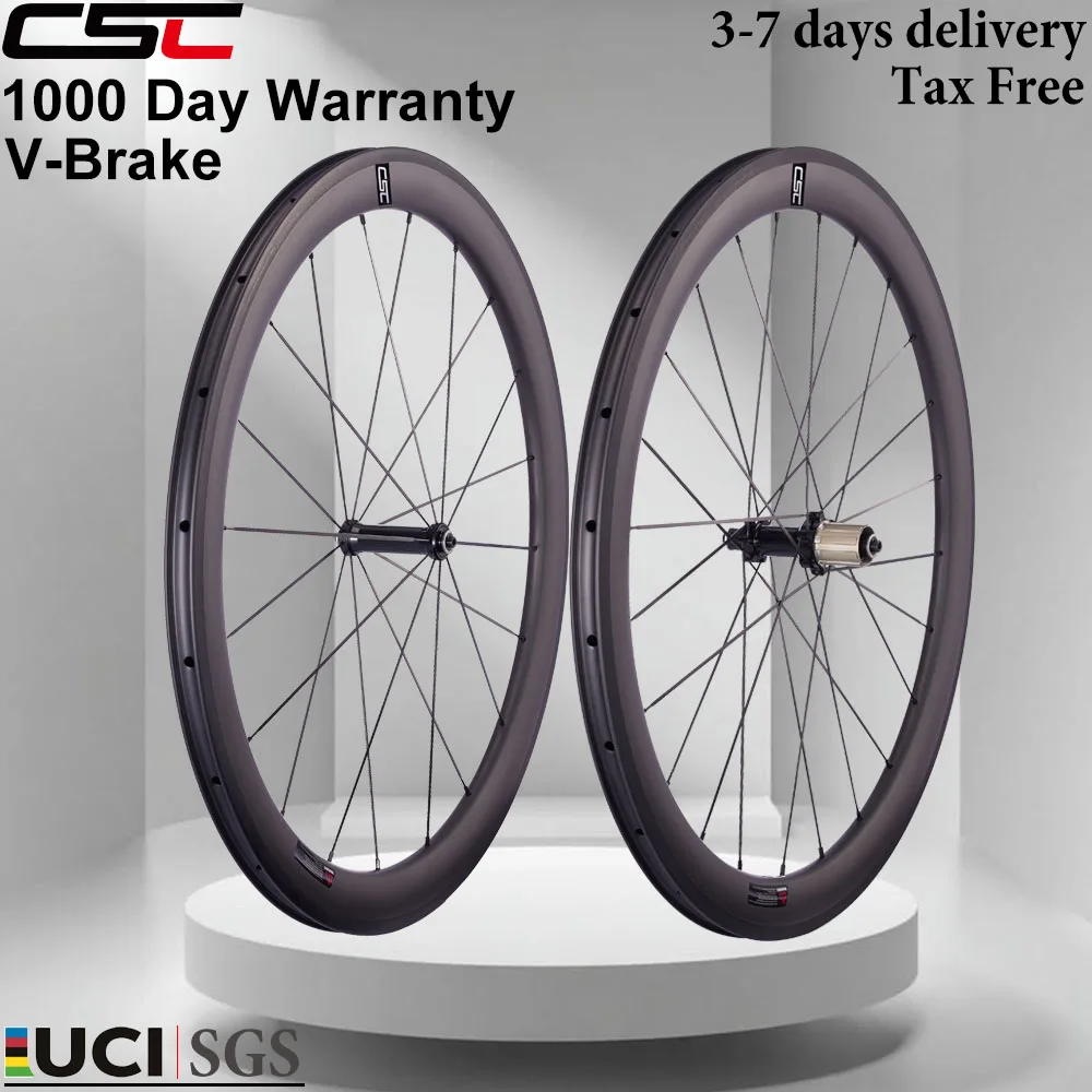 Roues de vélo de route 700C en carbone, clincher tubeless, fibre de carbone Toray T800/T1000, jeu de roues 38/50/60 mm, frein V, vélo de course