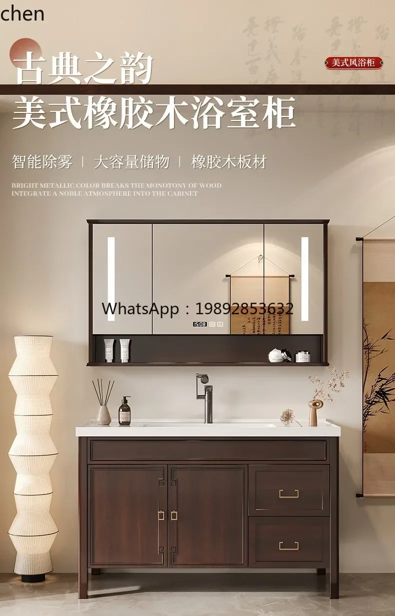 new Chinese paint bathroom cabinet integrated ceramic basin bathroom cabinet combined bathroom sink washstand