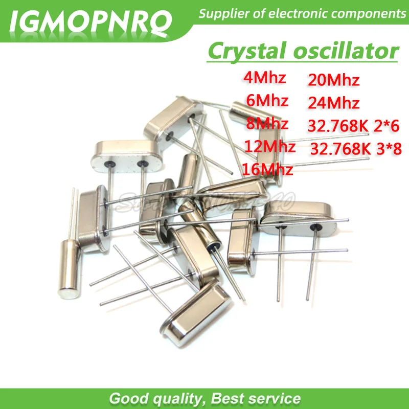 10PCS/lot 4Mhz 6Mhz 8Mhz 12Mhz 16Mhz 20Mhz 24Mhz 32.768K 2*6 32.768K 3*8 Quartz Crystal Resonator Passive Oscillator HC 49S