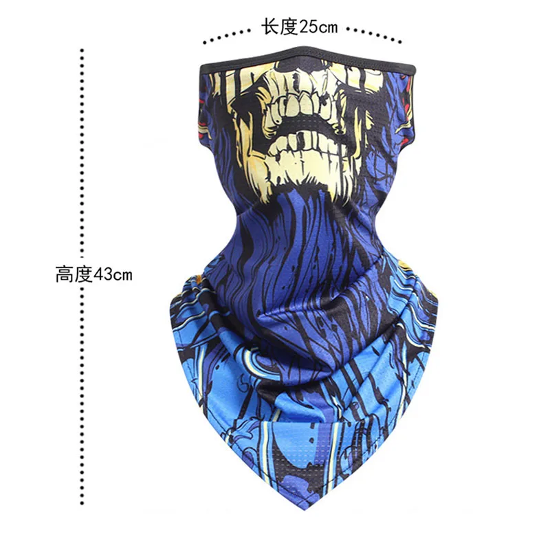 Unisex Skull Face Scarf Bandana Ear Loops Face Balaclava Sports Neck Gaiters Digital Print Outdoor Windproof Thin Triangle Scarf