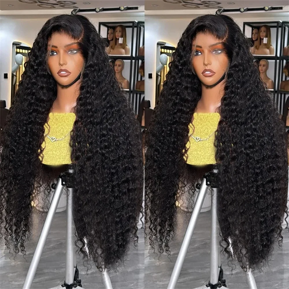 200 Density 30 34 Inch Deep Wave 13x4 Transparent Lace Front Wig Human Hair Brazilian Curly 13x6 HD Lace Frontal Wigs For Women