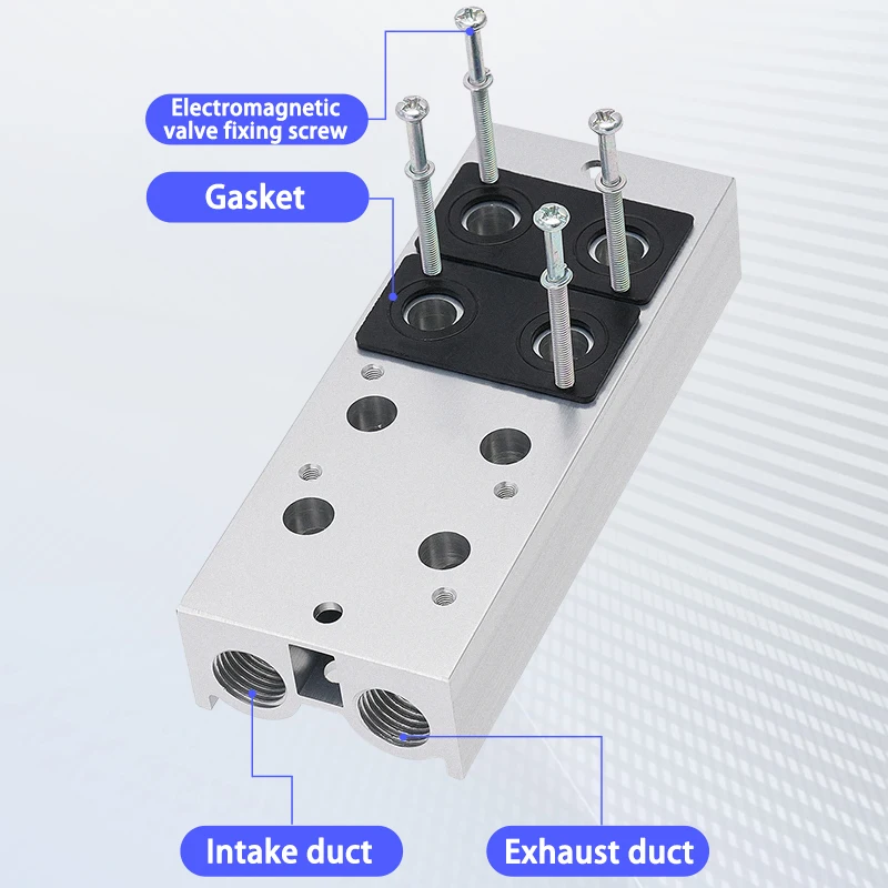 Detalhe 1 de Válvula solenoide Pneumatic Manifold Solenoid Valve Base 3V Series Suitable for: 3V210/3V220/3V230 3V200M-1F 2F 3F 4F 5F 6F 7F 8F 10F 12F Pneumática