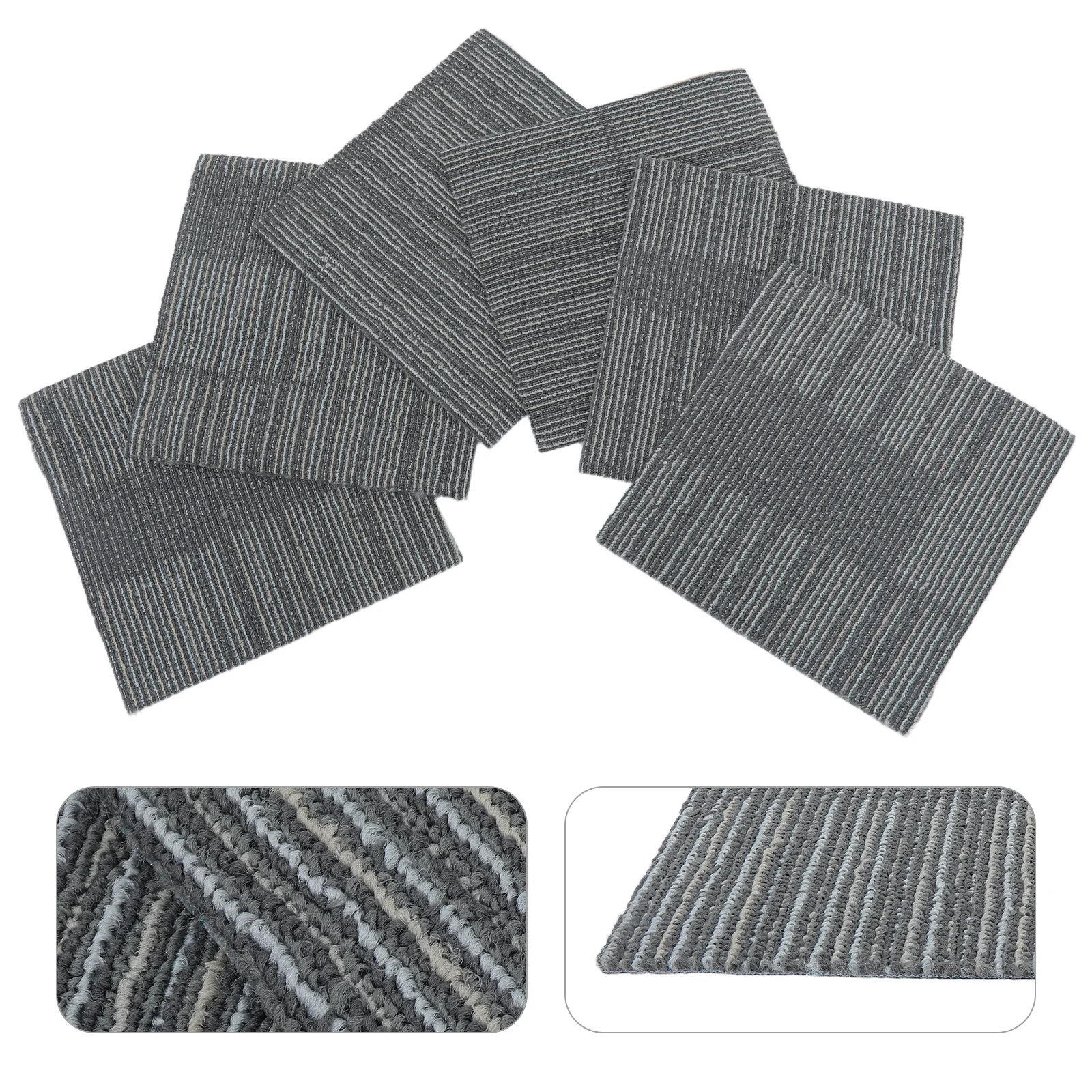 

6pcs Self-Adhesive Carpet Tiles 11.8" X 0.24" Fire Retardant Heavy Duty Floor Covering For Office Indoor Area Peel Stick
