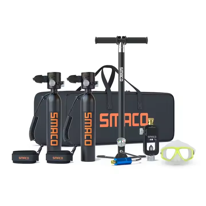 SMACO S300PLUS A5  0.5L Mini Scuba Diving Tank  Scuba Air Tank  Kit  Portable Dive Cylinder 0.5L With Full Face Snorkeling Mask