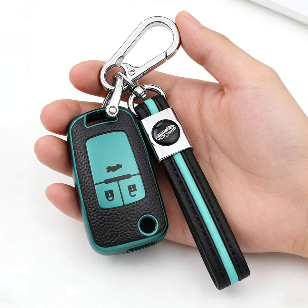 Leather Flip Remote Car Key Shell for Chevrolet Cruze Epica Lova Camaro Impala Fit Astra J Corsa E Insignia Zafira C Keychain