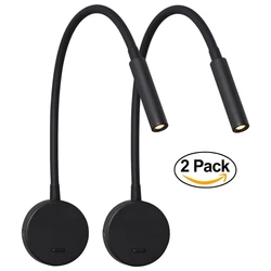 Tokili Flexible Gooseneck Lamp Bedside Switch Reading Light Wall Decor Night Sconces Indirect Luminaire 3W Focus LED AC100-240V