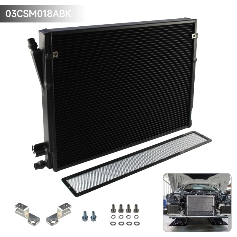 Soporte frontal del enfriador del intercambiador de calor de alto rendimiento para motor B58 Toyota Supra A90/A91 2019+ BMW Serie G aluminio plateado/negro