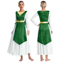 Womens Church Worship Robe Lace-up Sides Split Tunic Costume Tunic Liturgical Lyrical Dance Dress Tunic Overlay Dance Costume