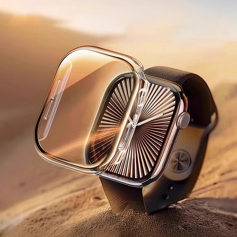 Für Apple Watch Case Serie 10 42 mm 46 mm Displayschutzfolie Hart-PC-Stoßstange Gehärtetes Glas + Abdeckung Apple Watch 10 Band-Zubehör