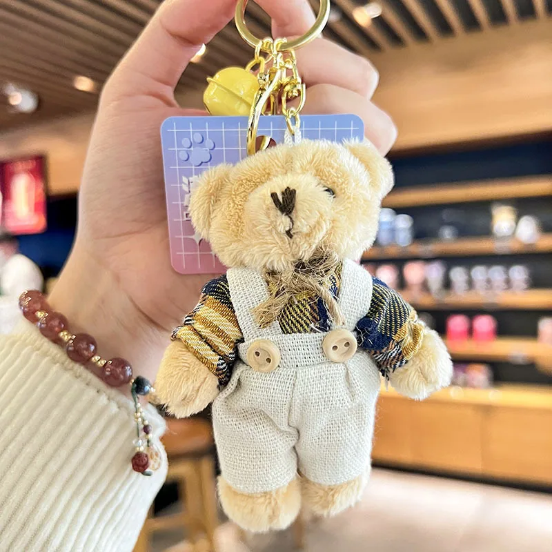 Couple\'s Best Friend Keychain Love Friendship Testimony A Pair Stuffed Plush Animals Striped Bear Kawaii  Rag Doll Stitch Toys