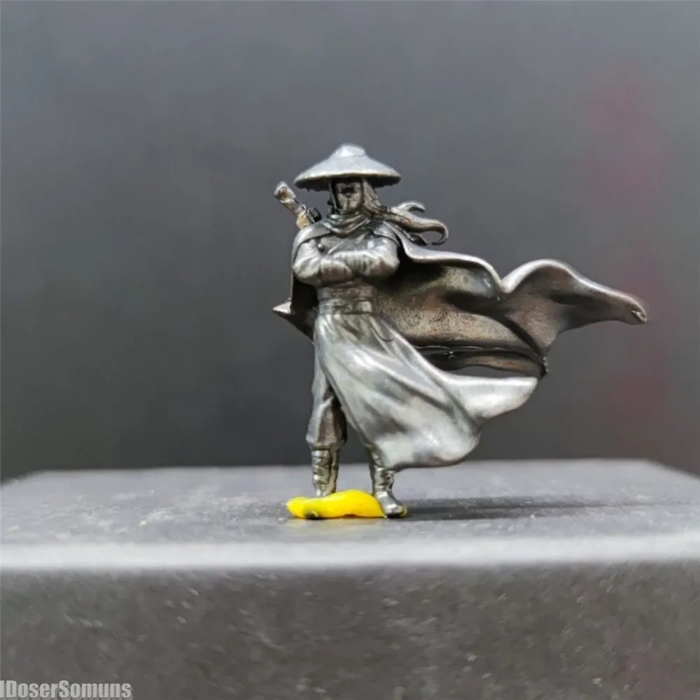 1:64 Copper Chinese Kung Fu Swordsman Figure Small Ornaments Miniature Micro Landscape Bonsai Decoration Sand Table Layout Gift