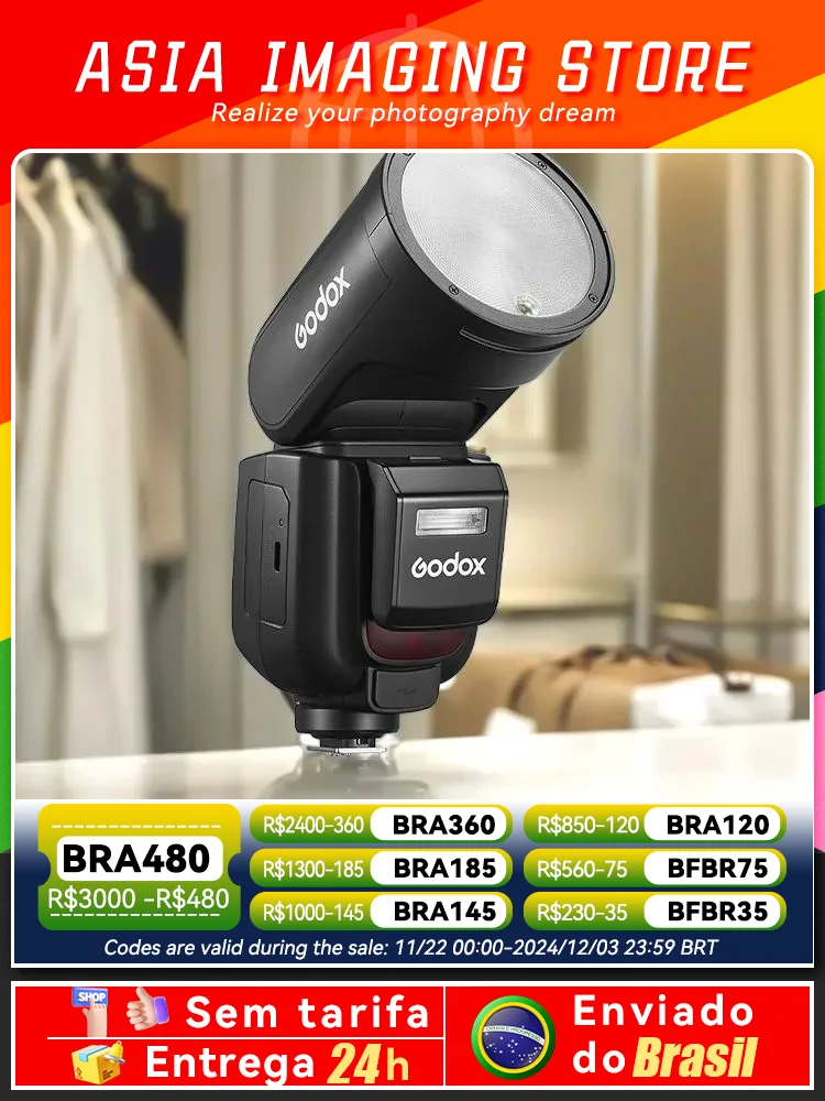 【 Do Brasil 】 Godox V1 Pro V1pro Camera Flash Light Speedlight TTL 2.4G HSS for DSLR Mirrorless Canon Sony Nikon Fujifilm V 1