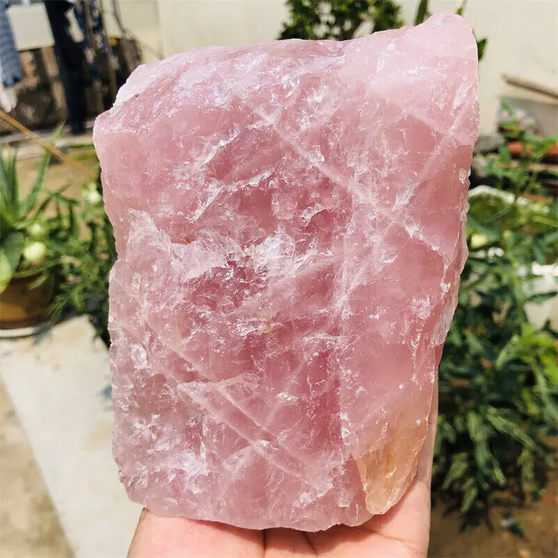 

Large Natural Pink Rose Quartz Crystal Raw Stone Mineral Specimens Healing