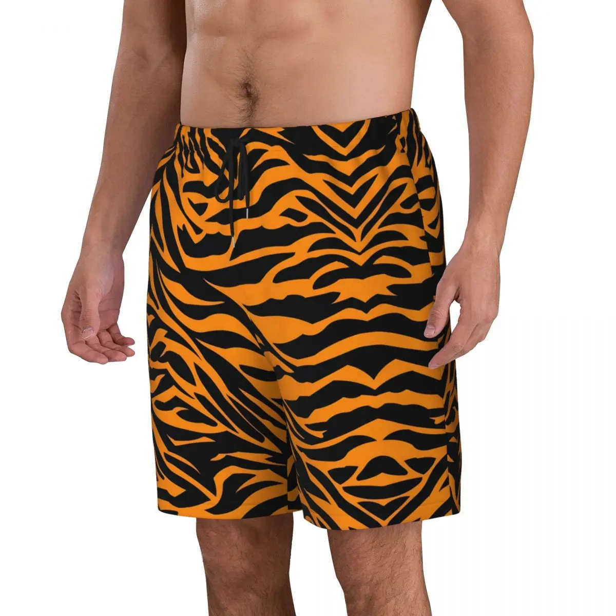 Tiger Stripes Board Shorts Summer Animal Skin Cool Running Surf Beach Short Pant Men Quick Dry Fashion Plus Size Swimming Trunks