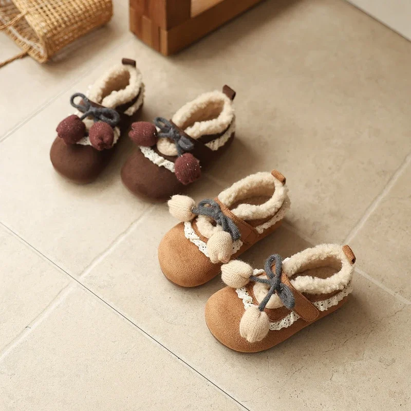 

2025 Children Casual Leather Shoes for Girls Winter New Fashion Korean Style Soft Bottom Anti-slippery Versatile Princess Shoes