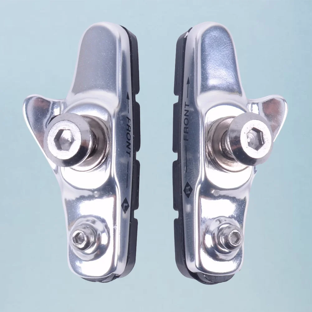 

1 Pair Aluminium Alloy Frame Bike Brake Pads Set Road Mountain C-Brake Blocks Shoes No Noise No Skid Brake Pads (Silver)