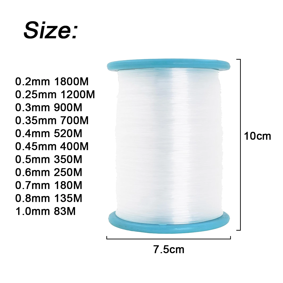 1 rollo de hilo de monofilamento de nailon transparente de 0,2-1,0 mm para hilo de abalorios de alambre invisible resistente para la fabricación de joyas y decoración
