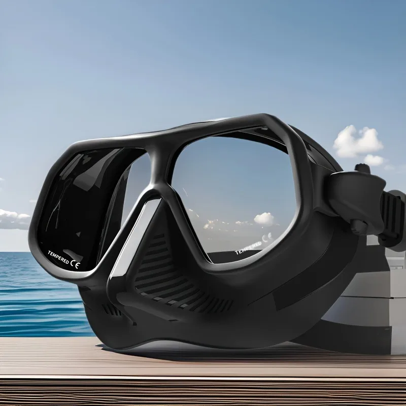 

100CC Low-Volume Freediving Mask - Anti-Fog Snorkel Mask with HD Tempered Glass Lenses, Silicone Edged & Scratch-Resistant