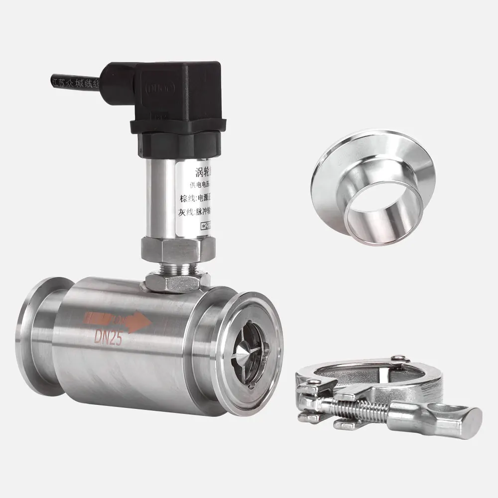 Stainless Steel Mounted Turbine Flowmeter For Water Liquid Gas-Tri Clamp OEM Customizable
