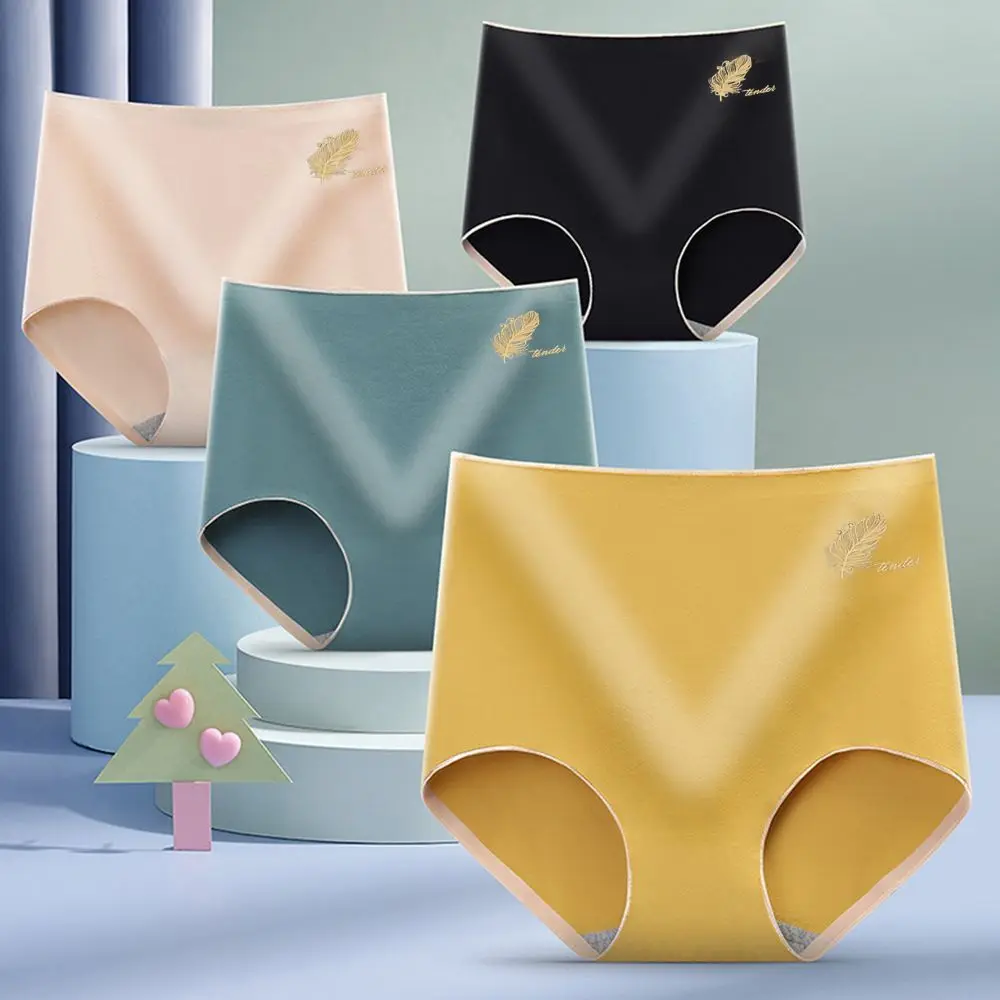 

Сексуальные бесшовные трусики из хлопка с перьями в конфетных цветах для девушек, дышащее женское нижнее белье с графеновой ластовицей