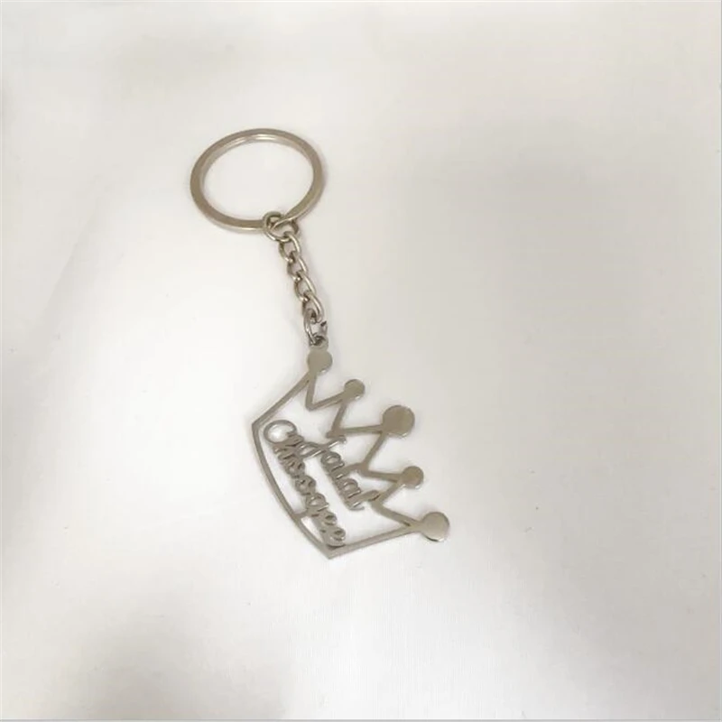 Custom Crown Key Chains Personalized Stainless Steel Trad Key Ring  Heart Round Pendant Letter Key Chain Male Female Gift