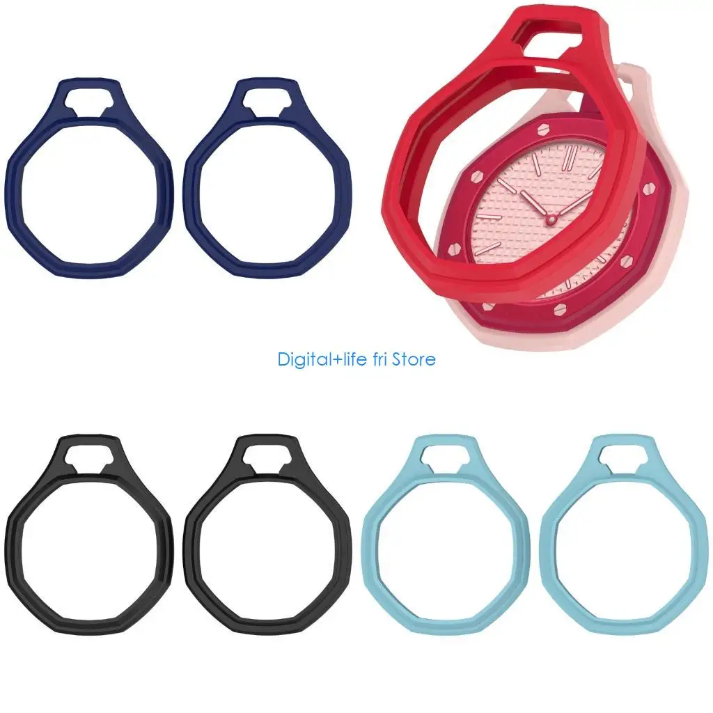 E06D Full Body Watch Case Cover, Soft Silicone Open-Face Shell for Daily Wear and Clean Outer Layer, 5.36cm x 4.50cm