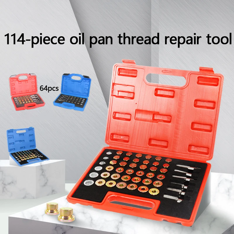 114 Sets of Auto Oil Pan Drain Screw Thread Repair Tool Set of Oil Bottom Screw Tapping Tool