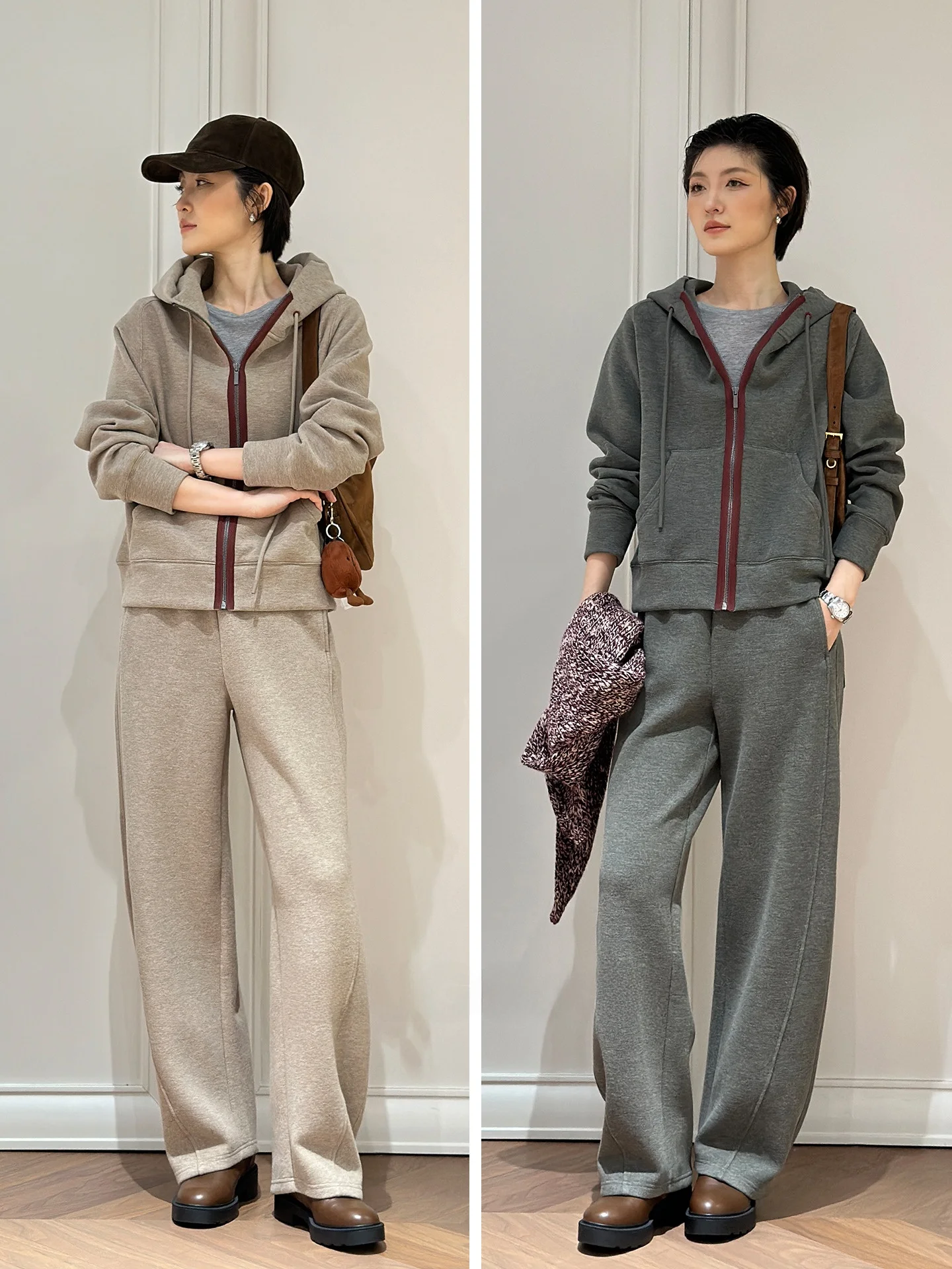 

Комплект Daguo Store R Limited Edition: Уютный велюровый худи и брюки в стиле колор-блок, женский модный зимний костюм-двойка