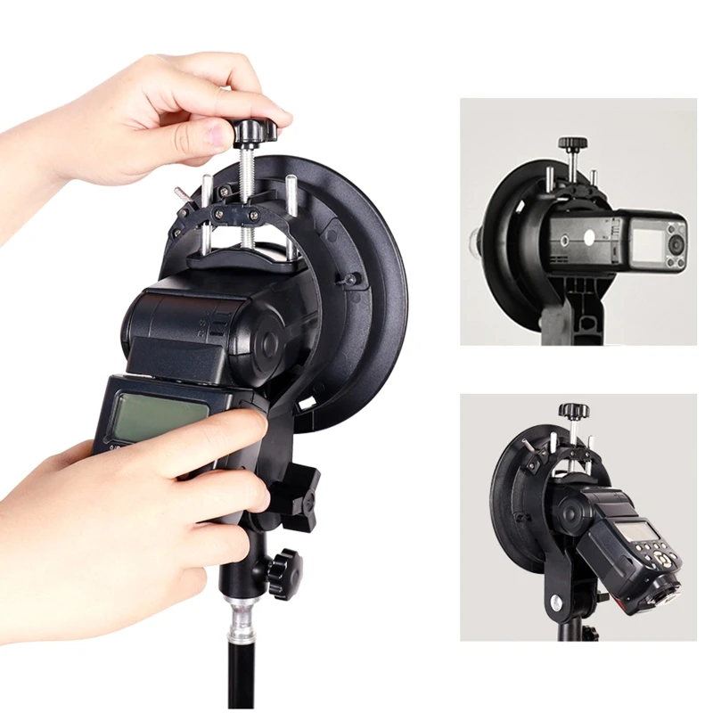 S-Type Bracket Handheld Grip Mount Holder Speedlite Adapter Stand for Softbox Snoots Honeycomb Beauty Dish Reflector