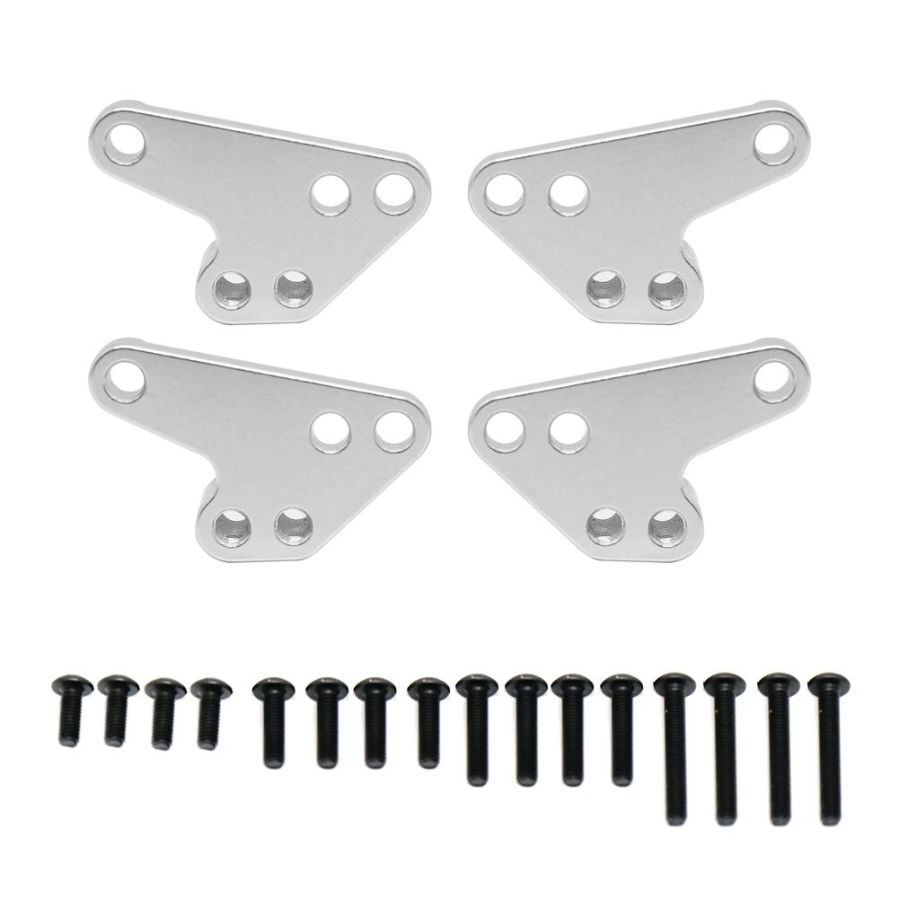 Soporte de montaje inferior de amortiguador delantero y trasero de metal para 1/10 Traxxas MAXX 2,0 V2 89076-4 piezas WideMaxx, Plata