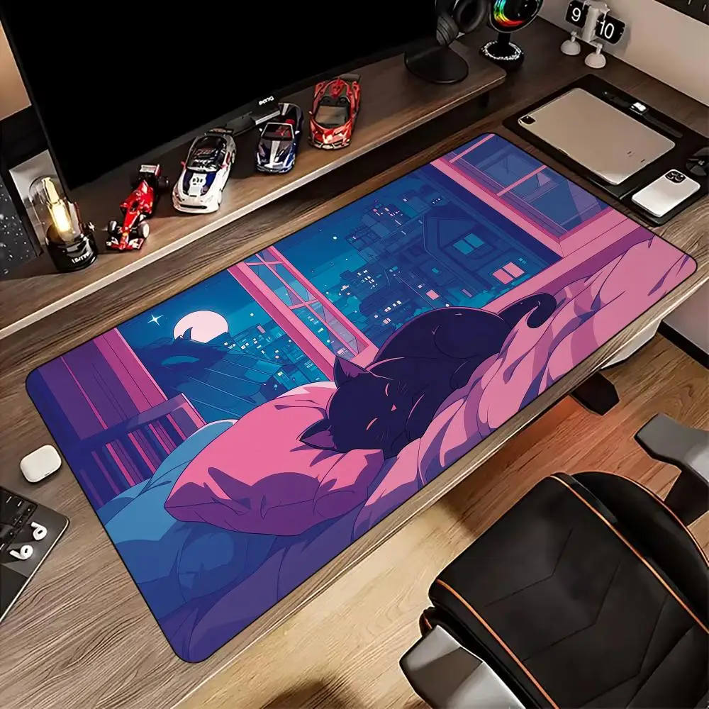 

Pink cat anime Mouse Pad kawaii Desk Mat gaming mats rubber anti-slip base pc accessories keypad Extended mousepads mouse rug