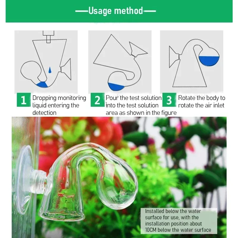 Aquarium CO2 Indicator DIY Fish Tank Glass Liquid Tester Monitor Plants Grass CO2 System Solution Drop Checker Kit 15ml