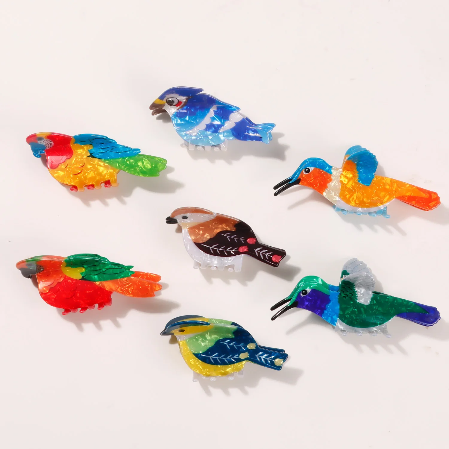 

DS Cute Cartoon Hummingbird Parrot Hair Claw Colorful Bird Series Claw Clips Trendy Hair Clips Hair Accessories for Women Girls